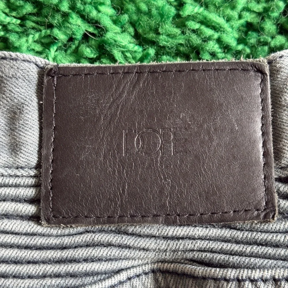 DOPE Mens Distressed Moto Biker Jeans Ribbed Denim Pants Size 38 - Picture 10 of 10